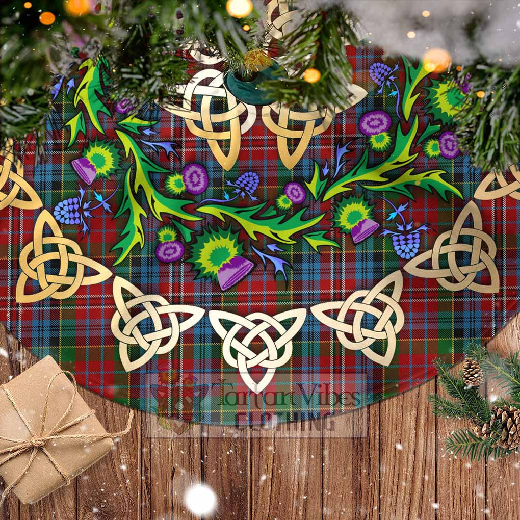 Tartan Vibes Clothing Kidd Tartan Christmas Tree Skirt with Thistle Celtic Knot Style