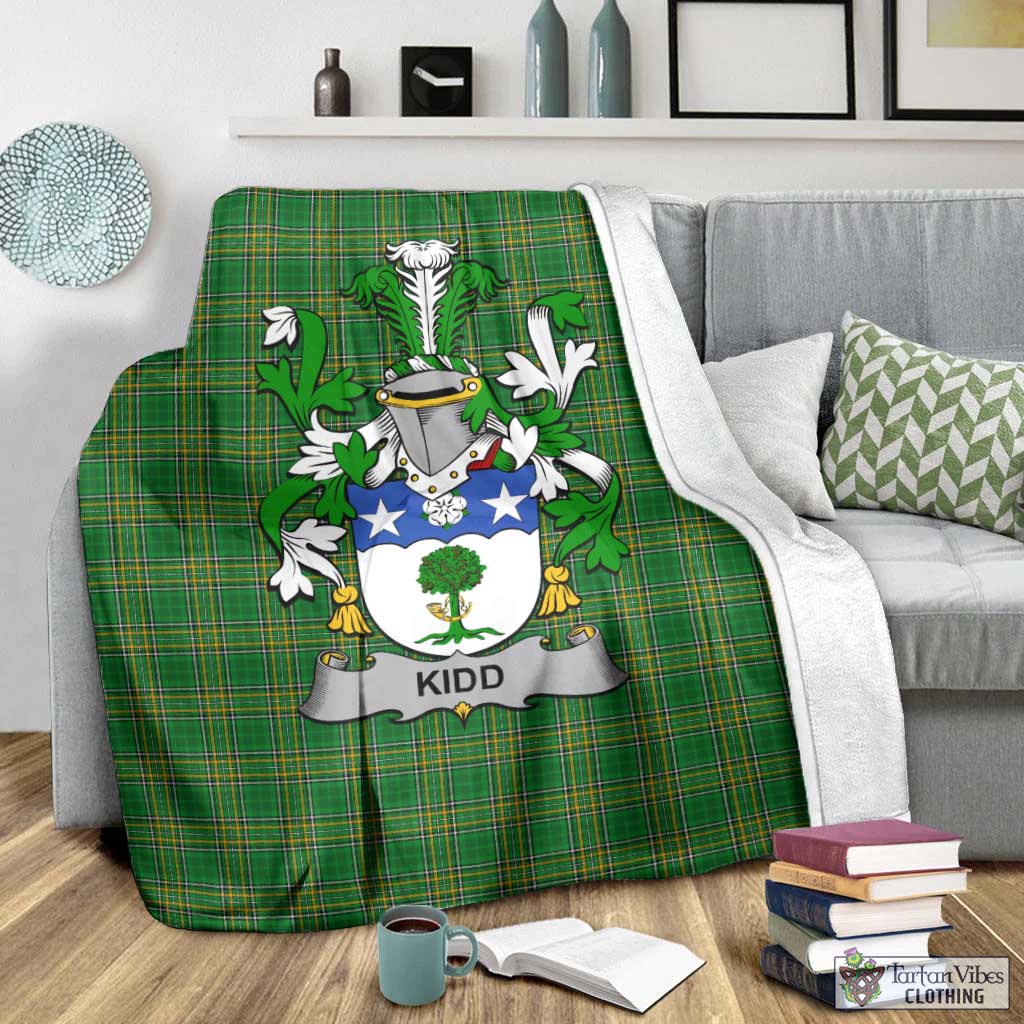 Tartan Vibes Clothing Kidd Irish Clan Tartan Blanket with Coat of Arms