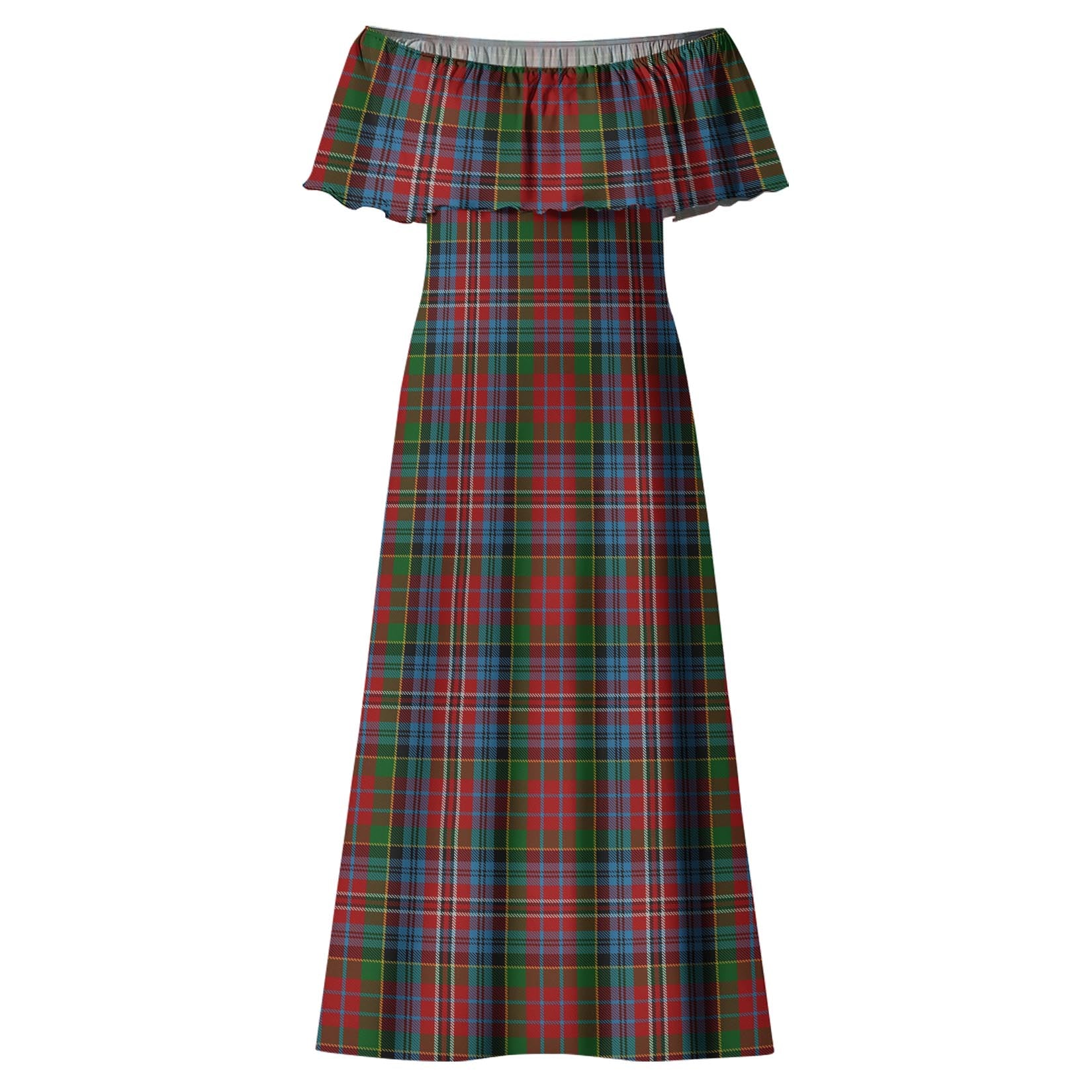 Kidd Tartan Off Shoulder Long Dress - Tartanvibesclothing