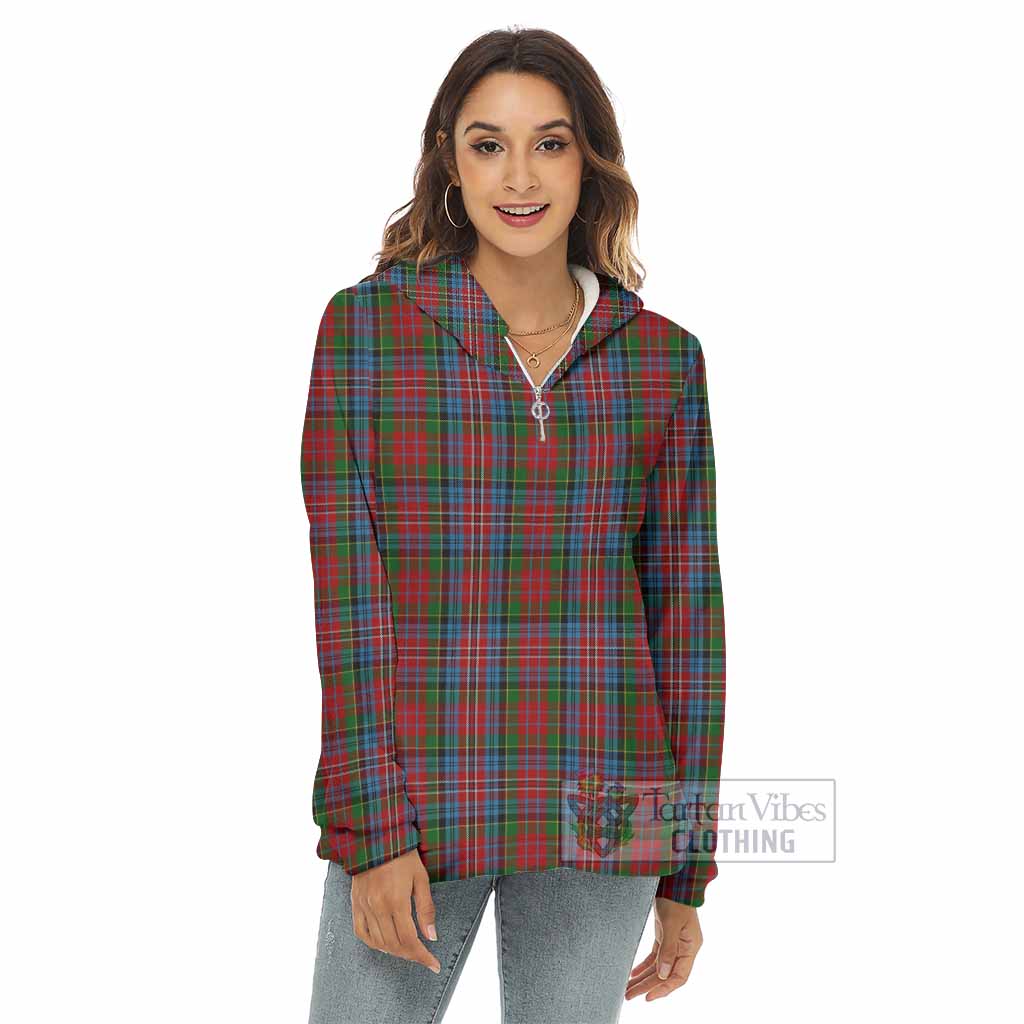 Tartan Vibes Clothing Kidd Tartan Women's Borg  Half Zip Fleece Hoodie