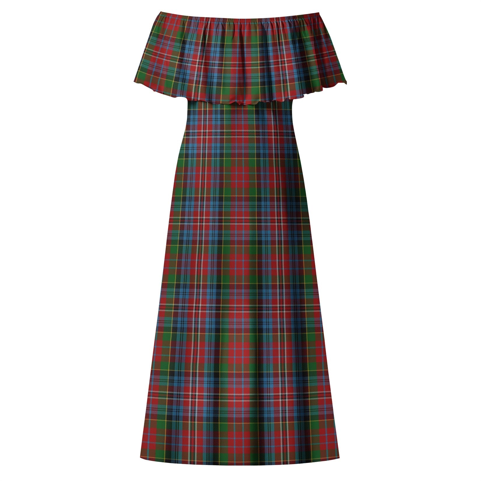 Kidd Tartan Off Shoulder Long Dress - Tartanvibesclothing