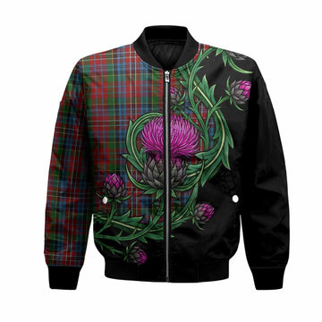 Kidd Tartan Bomber Jacket Resilient Scottish Thistle Unisex Black - Tartan Vibes Clothing