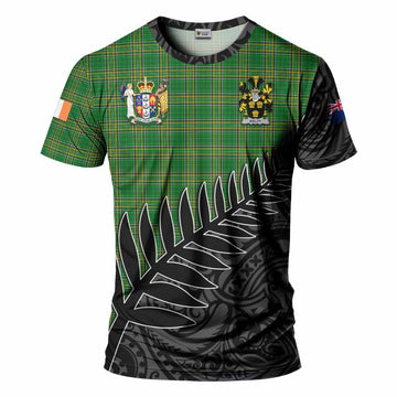 Kielty Irish Clan Tartan T-Shirt with Coat of Arms New Zealand Silver Fern Half Style