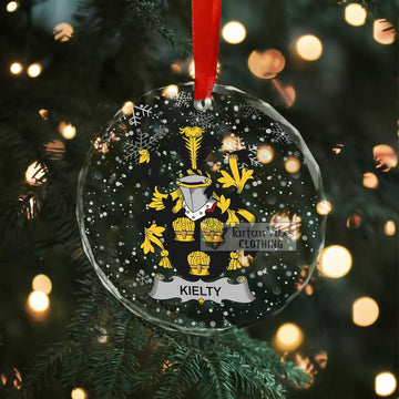 Kielty Irish Clan Christmas Glass Ornament with Coat of Arms