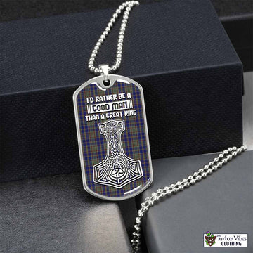 Kildare County Ireland Tartan Dog Tag Necklace Viking Mjolnir Style