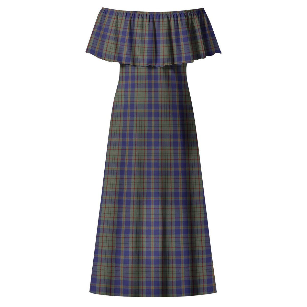 Kildare County Ireland Tartan Off Shoulder Long Dress - Tartan Vibes Clothing