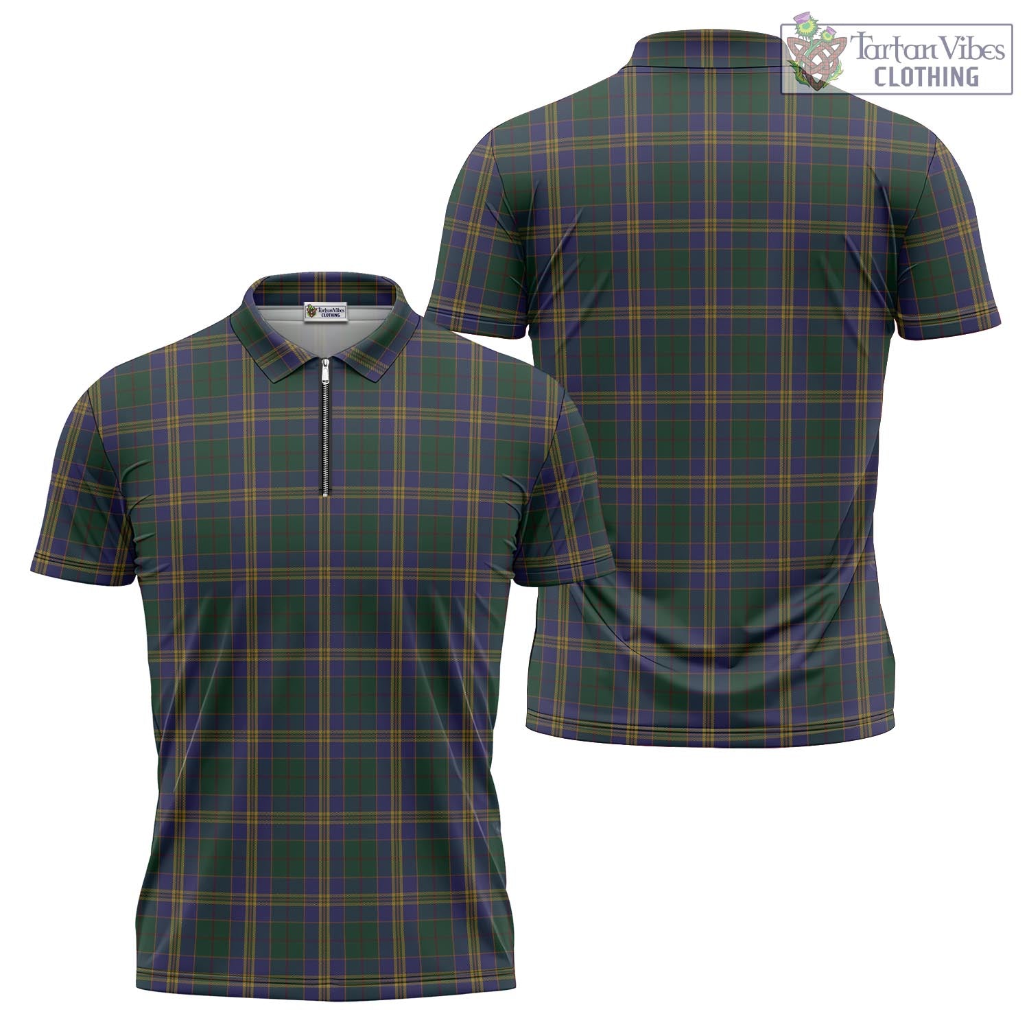 Tartan Vibes Clothing Kilkenny County Ireland Tartan Zipper Polo Shirt