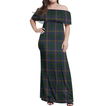 Kilkenny County Ireland Tartan Off Shoulder Long Dress