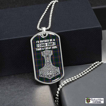 Kilkenny County Ireland Tartan Dog Tag Necklace Viking Mjolnir Style