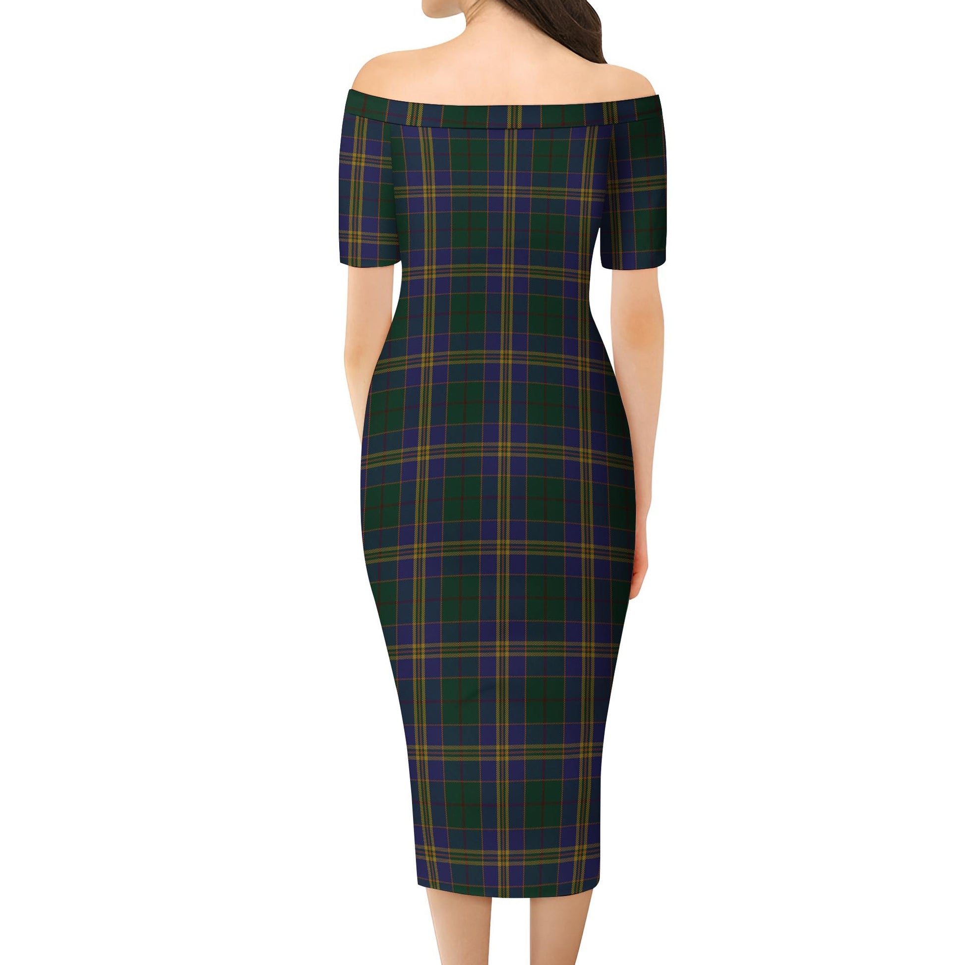 Kilkenny County Ireland Tartan Off Shoulder Lady Dress - Tartanvibesclothing