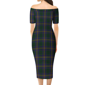 Kilkenny County Ireland Tartan Off Shoulder Lady Dress