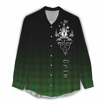 Killeen Irish Clan Women's Casual Shirt with Coat of Arms Erin Go Bragh Celtic Inspired Female - Tartan Vibes Clothing