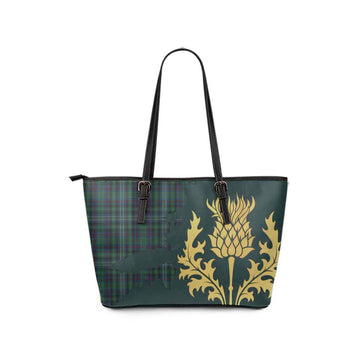 Killen Tartan Leather Tote Bag Gold Thistle Style - Tartan Vibes Clothing