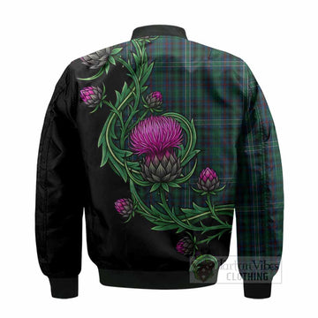 Killen Tartan Bomber Jacket Resilient Scottish Thistle - Tartan Vibes Clothing