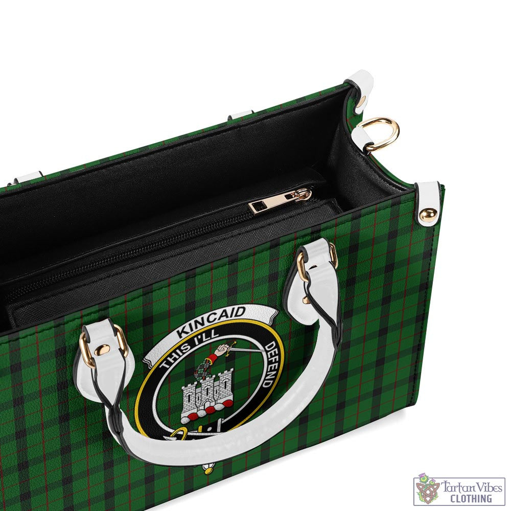 Tartan Vibes Clothing Kincaid Tartan Luxury Leather Handbags with Family Crest