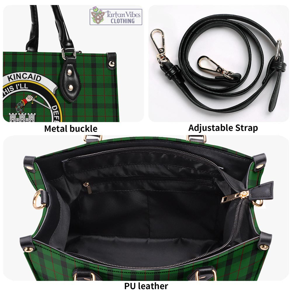 Tartan Vibes Clothing Kincaid Tartan Luxury Leather Handbags with Family Crest