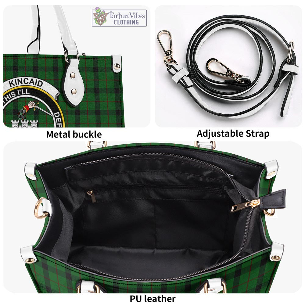 Tartan Vibes Clothing Kincaid Tartan Luxury Leather Handbags with Family Crest