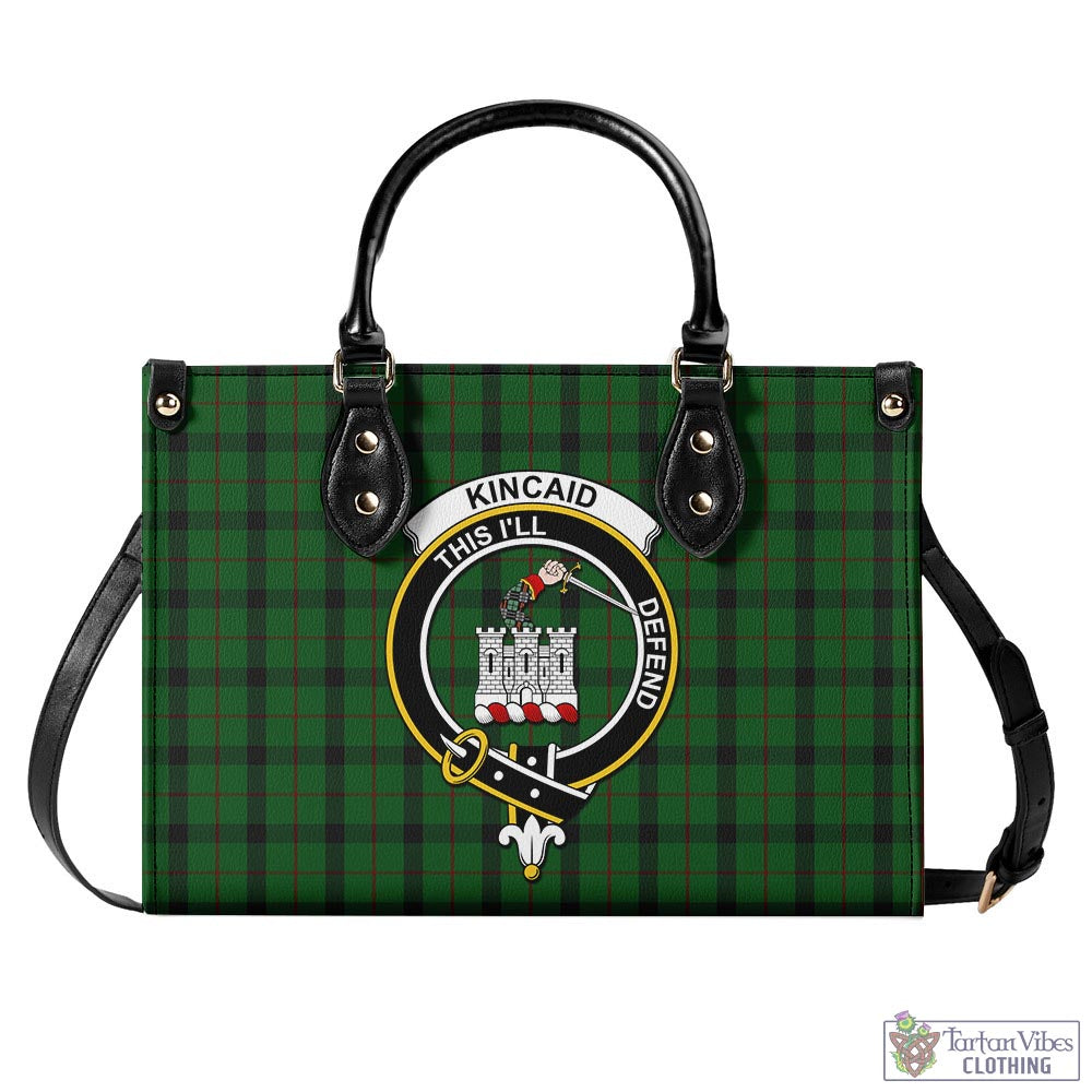 Tartan Vibes Clothing Kincaid Tartan Luxury Leather Handbags with Family Crest