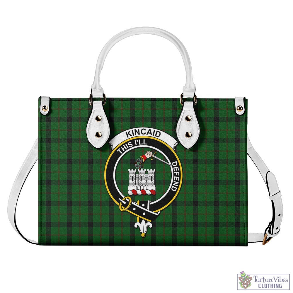 Tartan Vibes Clothing Kincaid Tartan Luxury Leather Handbags with Family Crest