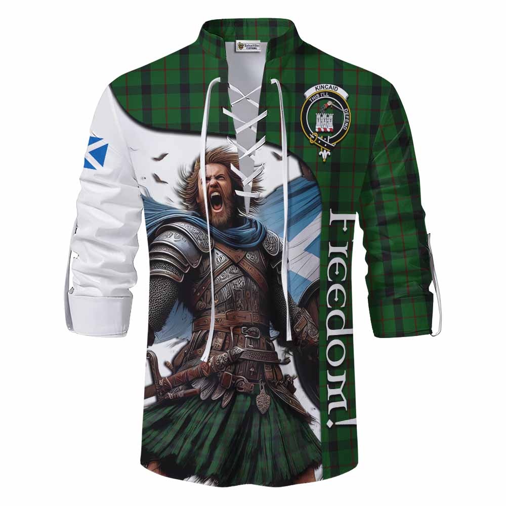 Tartan Vibes Clothing Kincaid Crest Tartan Ghillie Kilt Shirt Inspired by the Freedom of Scottish Warrior