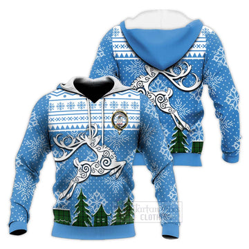 Kincaid Clan Christmas Knitted Hoodie Celtic Reindeer Style