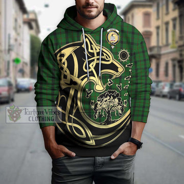 Kincaid Tartan Hoodie with Family Crest Celtic Wolf Style