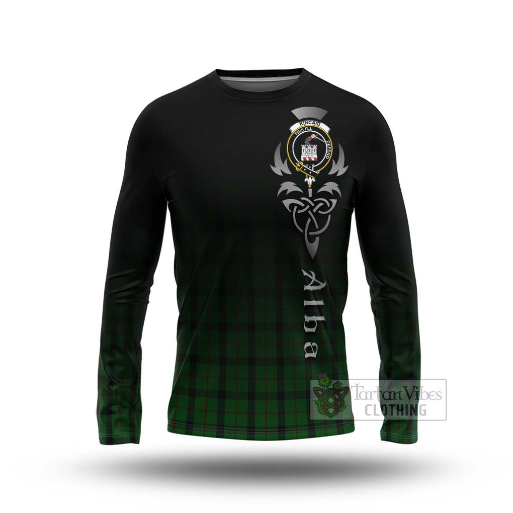 Tartan Vibes Clothing Kincaid Tartan Long Sleeve T-Shirt Featuring Alba Gu Brath Family Crest Celtic Inspired