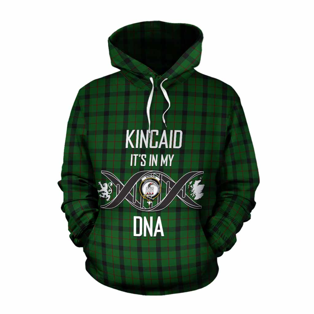 Tartan Vibes Clothing Kincaid Tartan Cotton Hoodie with Family Crest DNA In Me Style