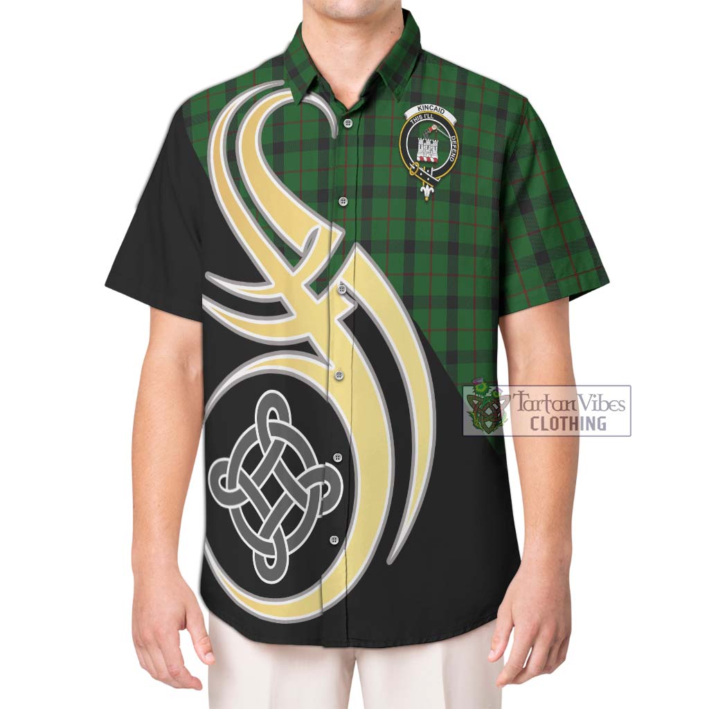 Kincaid Tartan Short Sleeve Button Shirt with Family Crest and Celtic Symbol Style Kid - Tartan Vibes Clothing