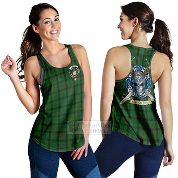 Kincaid Tartan Women's Racerback Tanks with Family Crest Celtic Skull Style