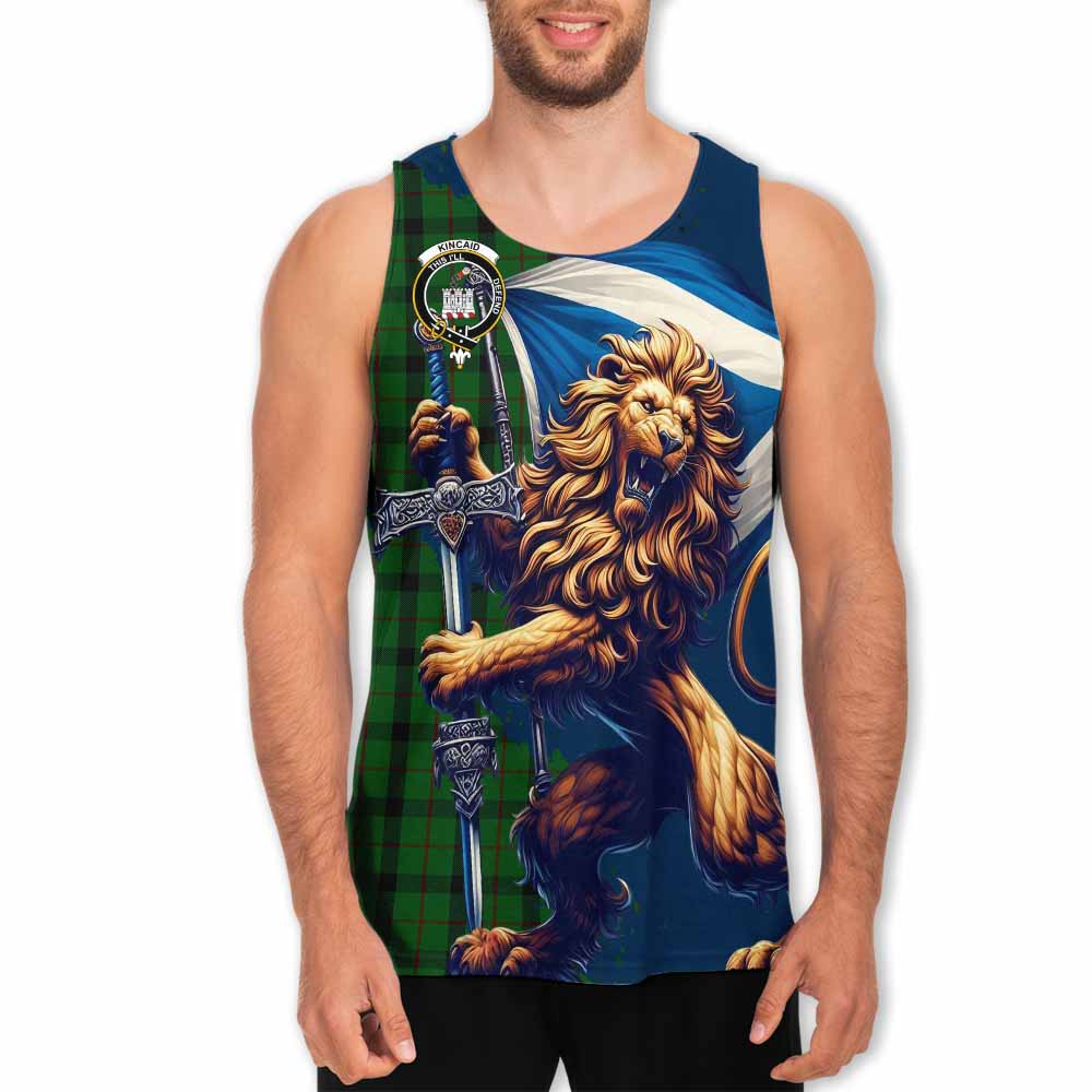 Tartan Vibes Clothing Kincaid Tartan Family Crest Men's Tank Top with Scottish Majestic Lion