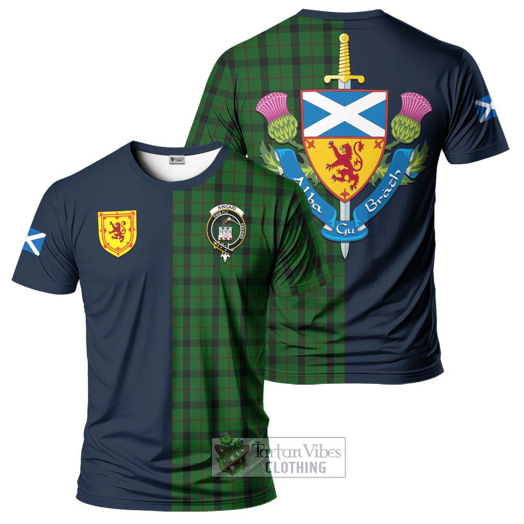 Tartan Vibes Clothing Kincaid Tartan T-Shirt Alba with Scottish Lion Royal Arm Half Style