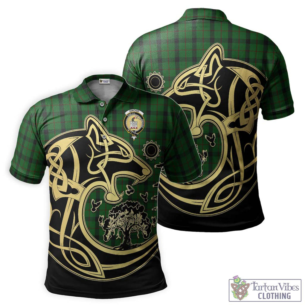 Kincaid Tartan Polo Shirt with Family Crest Celtic Wolf Style Kid - Tartanvibesclothing Shop