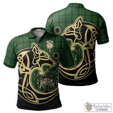 Kincaid Tartan Polo Shirt with Family Crest Celtic Wolf Style