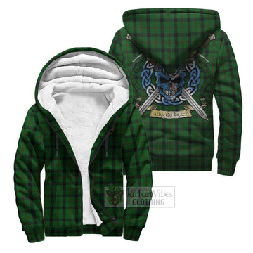 Kincaid Tartan Sherpa Hoodie with Family Crest Celtic Skull Style