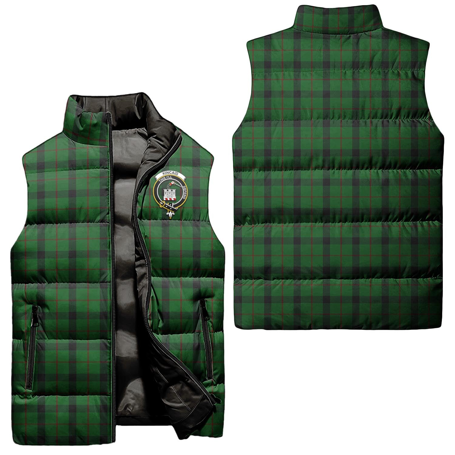 Kincaid Tartan Sleeveless Puffer Jacket with Family Crest Unisex - Tartanvibesclothing