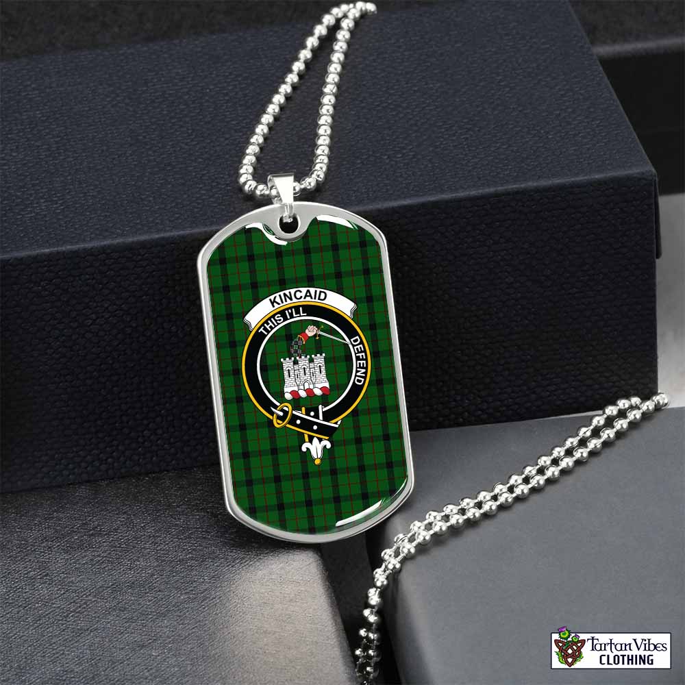 Tartan Vibes Clothing Kincaid Tartan Dog Tag Necklace with Family Crest