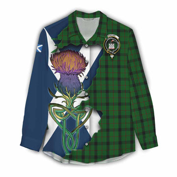 Kincaid Tartan Family Crest Women's Casual Shirt Scottish Thistle Celtic Inspired Female - Tartan Vibes Clothing