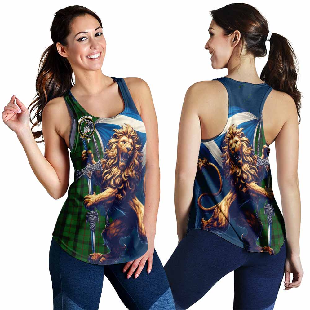 Tartan Vibes Clothing Kincaid Tartan Family Crest Women's Racerback Tanks with Scottish Majestic Lion