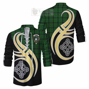 Kincaid Tartan Ghillie Kilt Shirt with Family Crest and Celtic Symbol Style