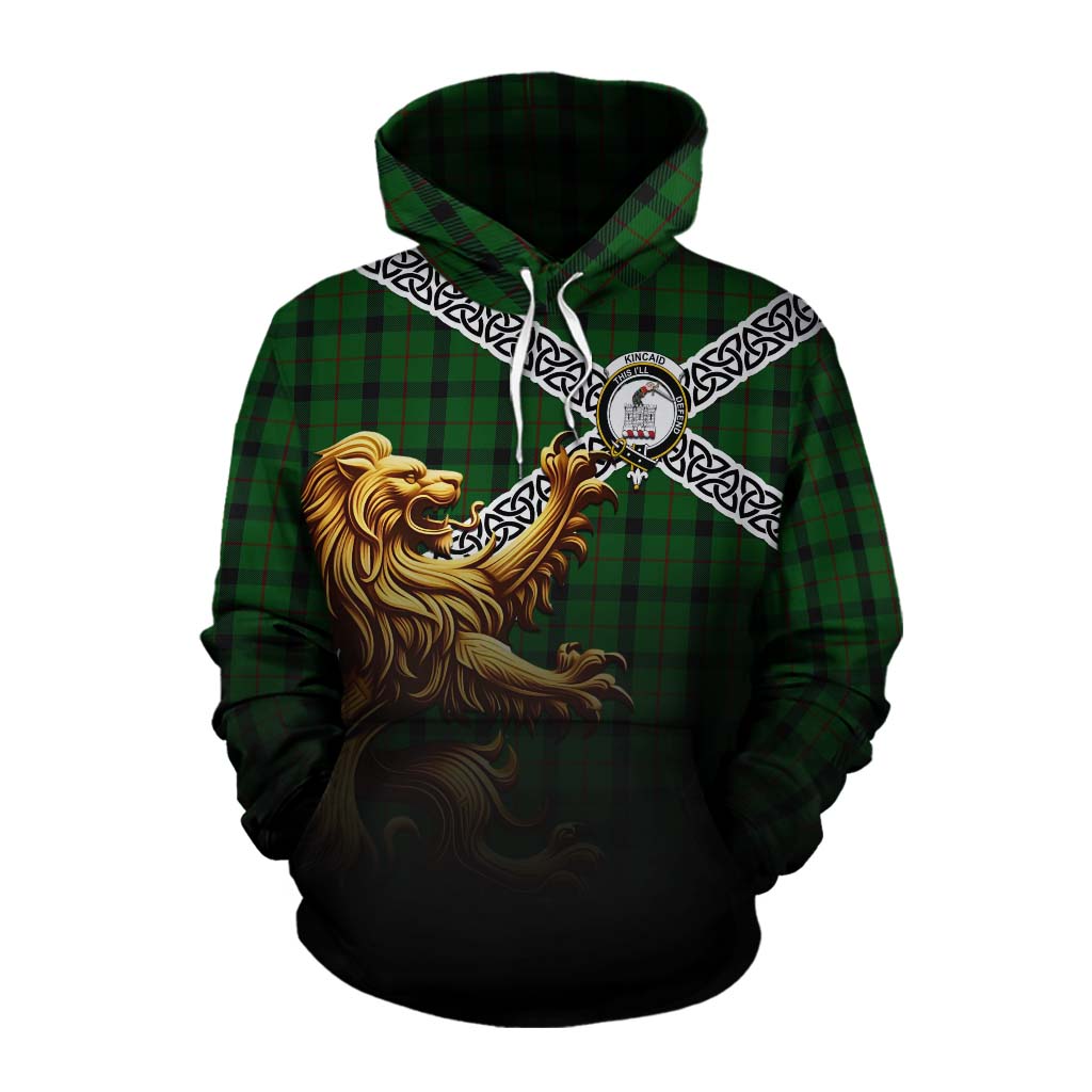 Kincaid Crest Tartan Cotton Hoodie with Golden Lion Emblem Celtic Style Pullover Hoodie XS - Tartan Vibes Clothing