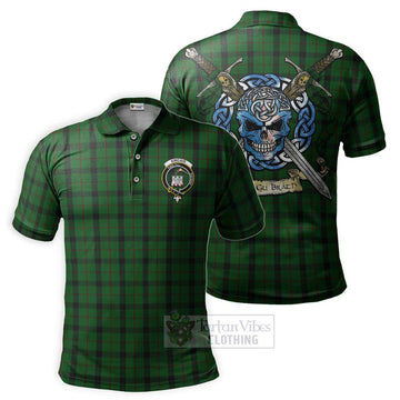 Kincaid Tartan Polo Shirt with Family Crest Celtic Skull Style