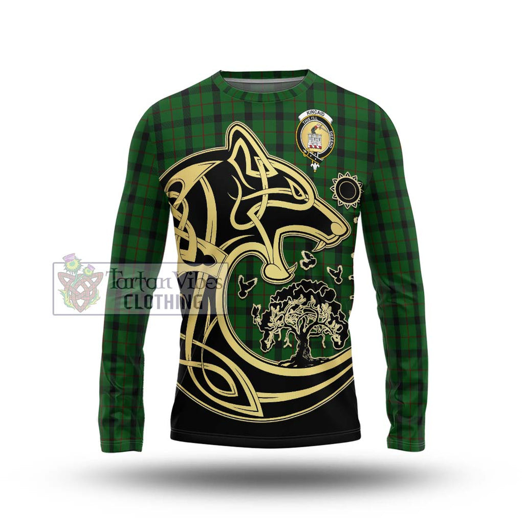 Kincaid Tartan Long Sleeve T-Shirt with Family Crest Celtic Wolf Style Unisex - Tartan Vibes Clothing