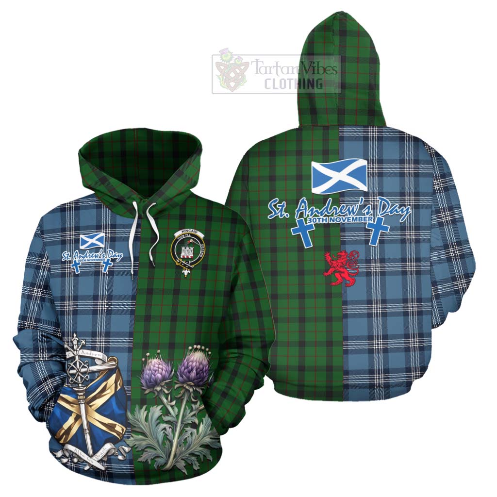 Tartan Vibes Clothing Kincaid Tartan Hoodie Happy St. Andrew's Day Half Tartan Style