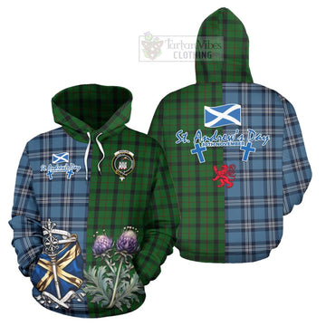 Kincaid Tartan Hoodie Happy St. Andrew's Day Half Tartan Style