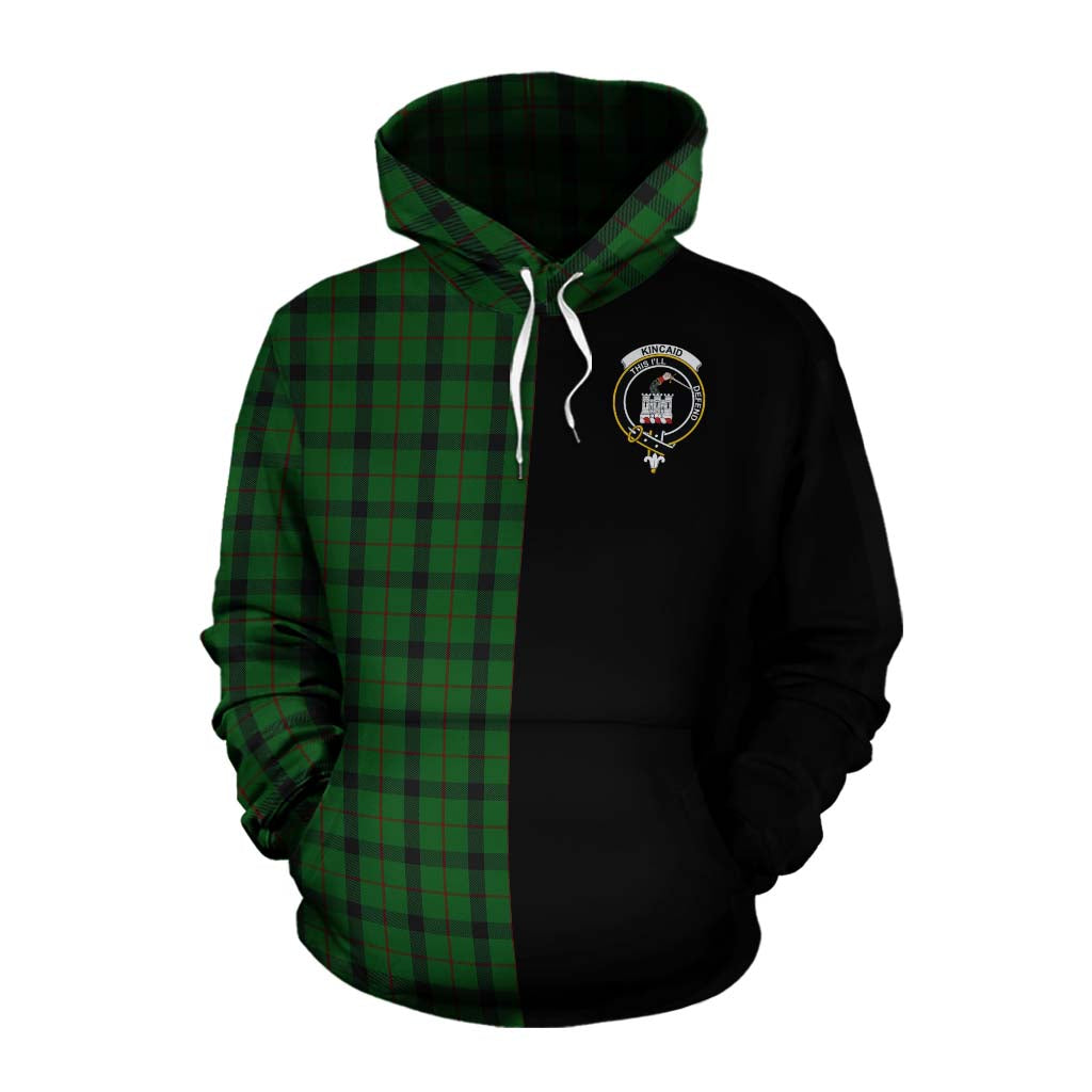 Tartan Vibes Clothing Kincaid Tartan Cotton Hoodie with Family Crest and Half Of Me Style