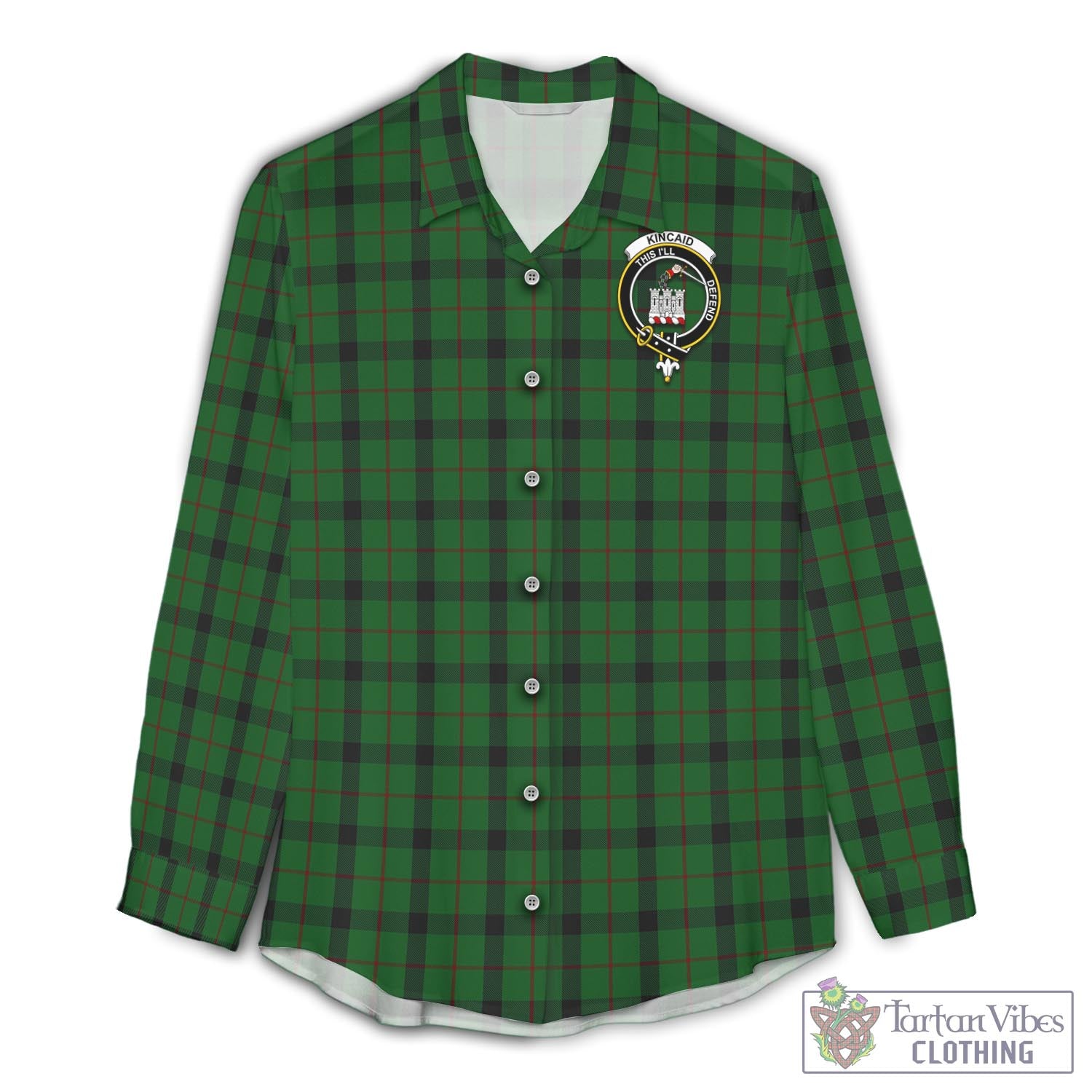 Tartan Vibes Clothing Kincaid Tartan Womens Casual Shirt with Family Crest