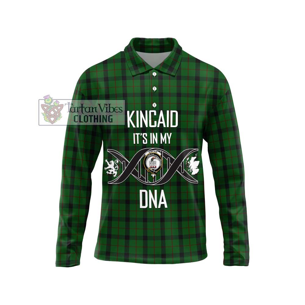 Kincaid Tartan Long Sleeve Polo Shirt with Family Crest DNA In Me Style Unisex - Tartanvibesclothing Shop