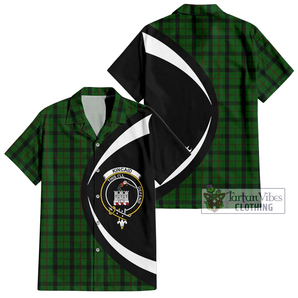 Kincaid Tartan Short Sleeve Button Up with Family Crest Circle Style Kid - Tartan Vibes Clothing