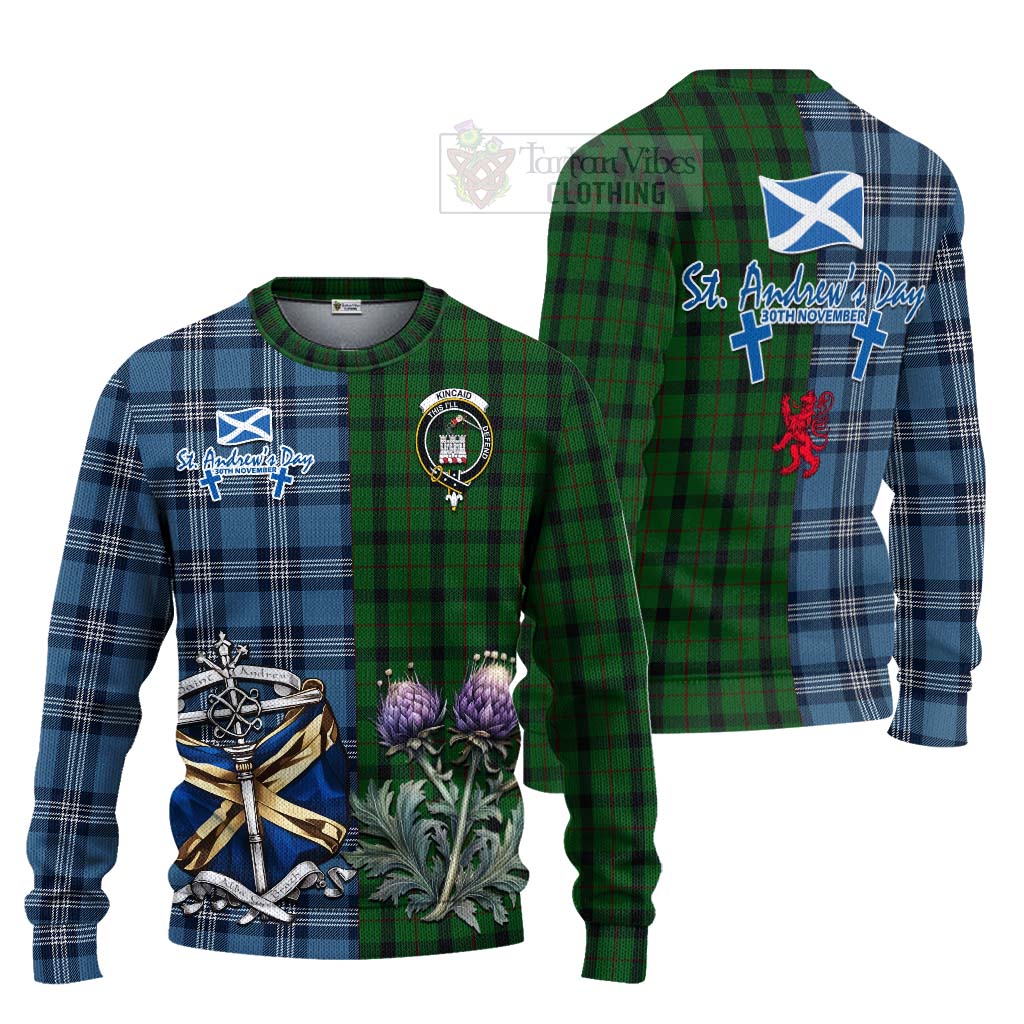 Tartan Vibes Clothing Kincaid Tartan Knitted Sweater Happy St. Andrew's Day Half Tartan Style